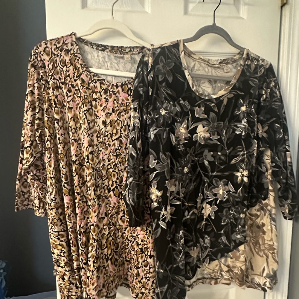 LOGO by Lori Goldstein Animal and Floral Print Blouses